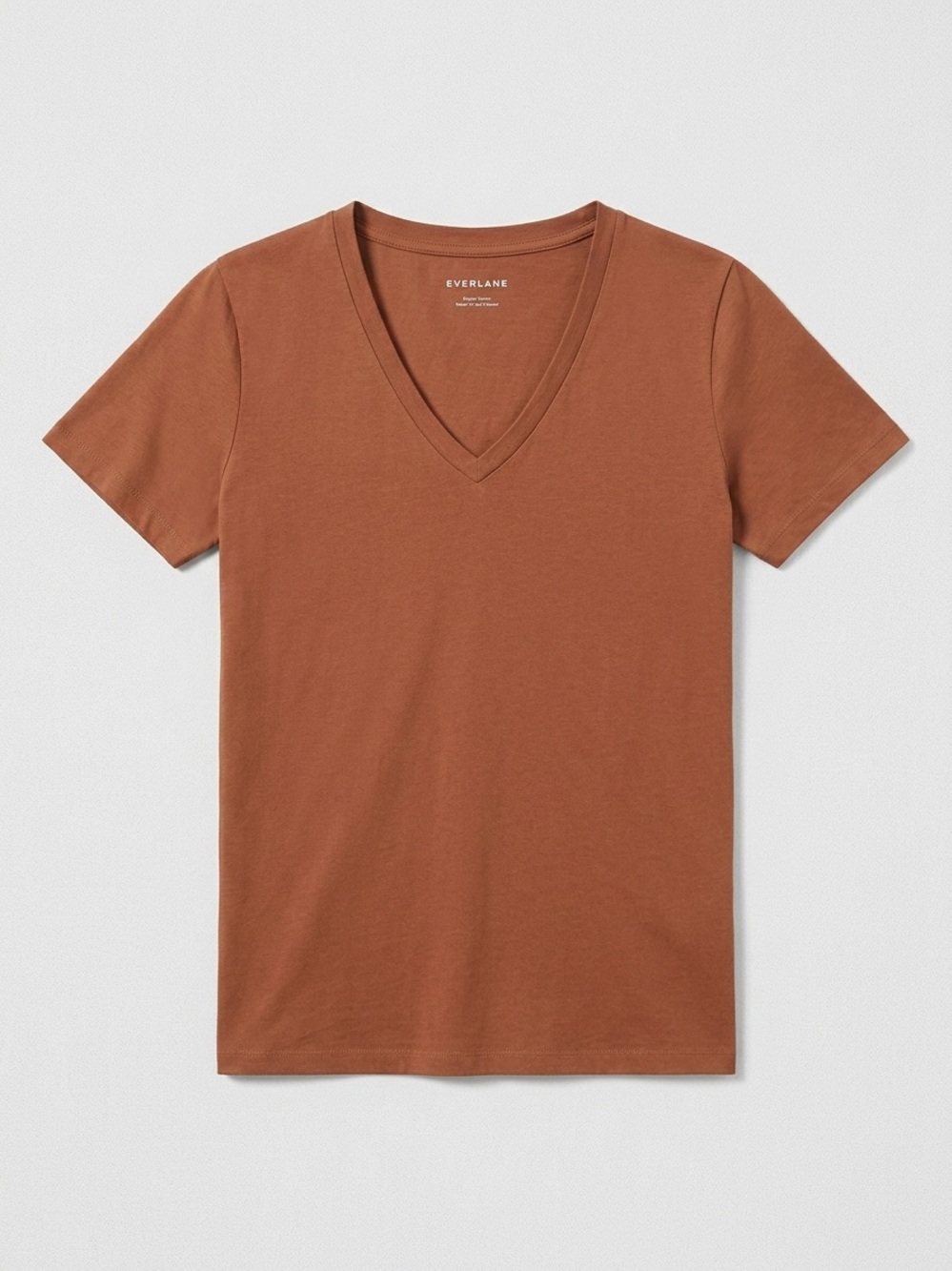 Everlane Clay Tan Brown Slim V Neck Tee Essential Cotton Small